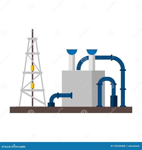 Oil Refinery Gas Factory Cartoon Vector Illustration | CartoonDealer.com #153296488