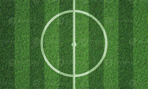 Soccer field in football stadium with line grass pattern and centerline circle. Sports ...