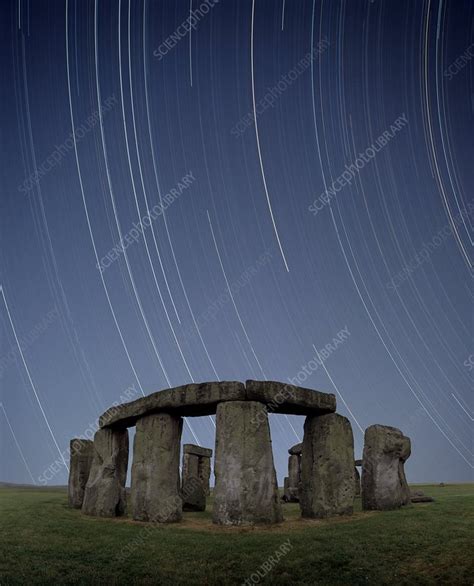 Star trails over Stonehenge - Stock Image - C001/6759 - Science Photo Library