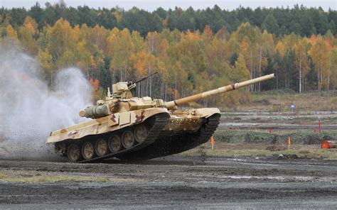 Dynamic T-90 Tank HD Wallpaper: Military Power in Action