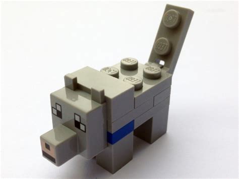 Minecraft Wolf, Lego Minecraft, Wolf Black And White, Lego Parts, White Eyes, Brick Building ...