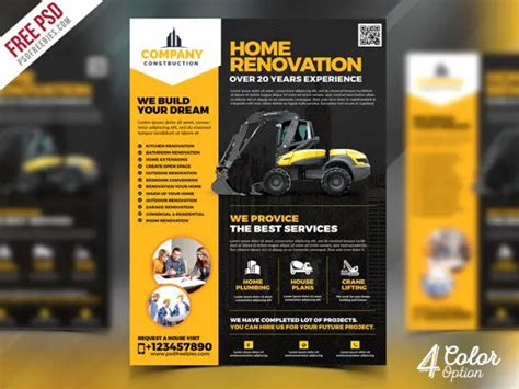 Construction Company Flyer Free PSD Bundle | PSDFreebies.com