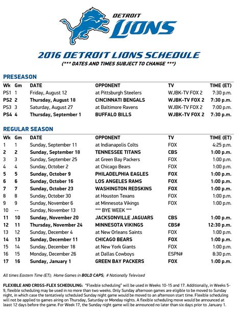 Detroit Lions Schedule Finally Released