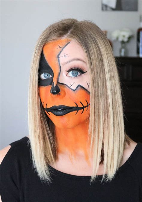 Easy Cracked Pumpkin Makeup Halloween Tutorial - Kindly Unspoken