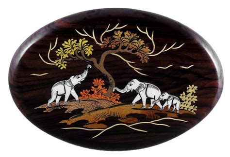 Elephant Family - Inlaid Wood Wall Hanging | Wood wall hanging, Wall hanging, Wood wall