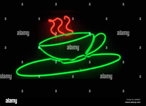 Coffee Cup Neon Sign Stock Photo - Alamy