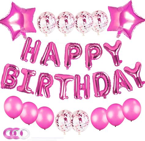 Amazon.com: ANYI16 Happy Birthday Balloons Decorations Set 13pcs Pink Foil Mylar Letter Balloons ...