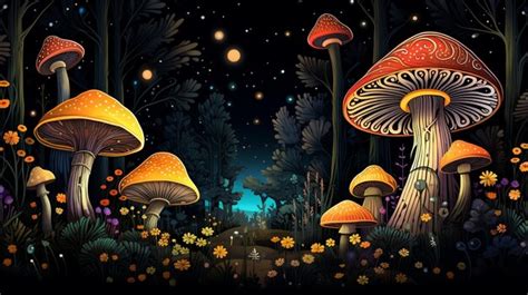 Premium AI Image | Night mushrooms