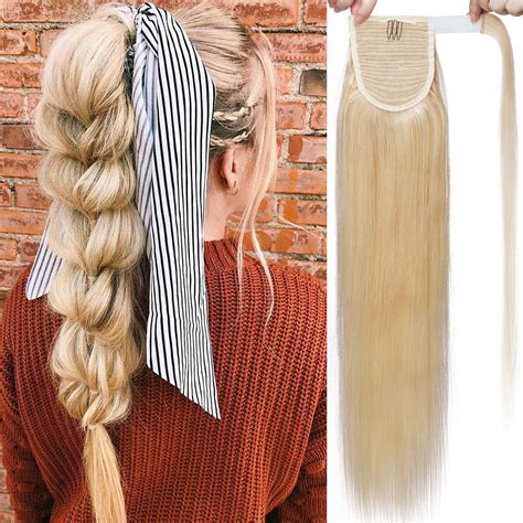 SEGO Wrap Around on 100% Remy Human Hair Ponytail Extension Thick Long ...