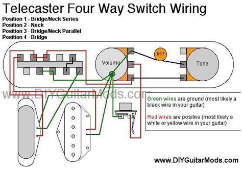 Telecaster Four Way Wiring Diagram | Adds Series | Telecaster, Guitar diy, Wire