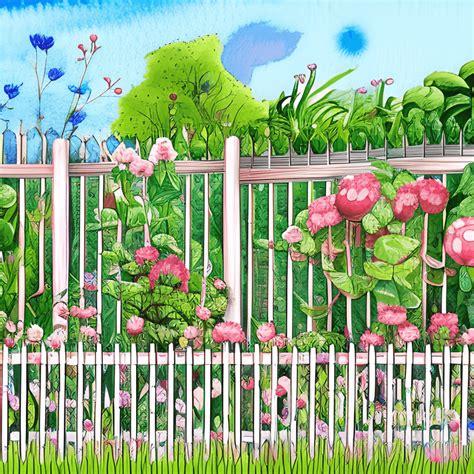 Watercolour Garden Fence Cartoon Graphic · Creative Fabrica