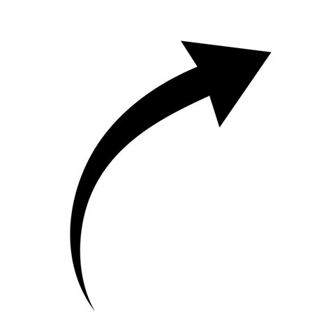 Sharp curved arrow icon. Vector illustration. Black rounded arrow ...