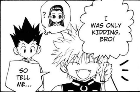 Manga panel of HxH featuring Killua and Gon thinking about Illumi | Hunter anime, Hunter x ...