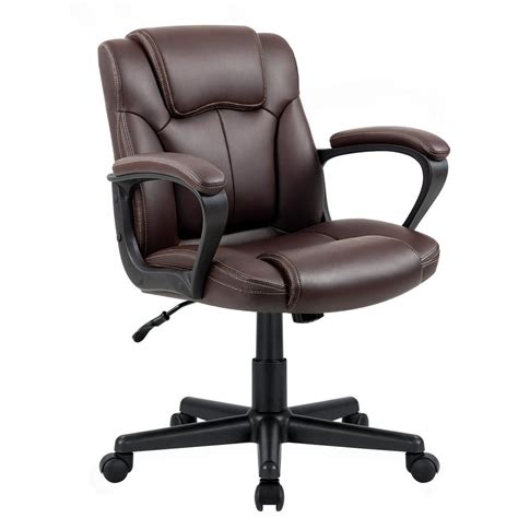 Walnew Mid-Back PU Leather Office Chair Ergonomic Executive Chair with Lumbar Support(Brown ...