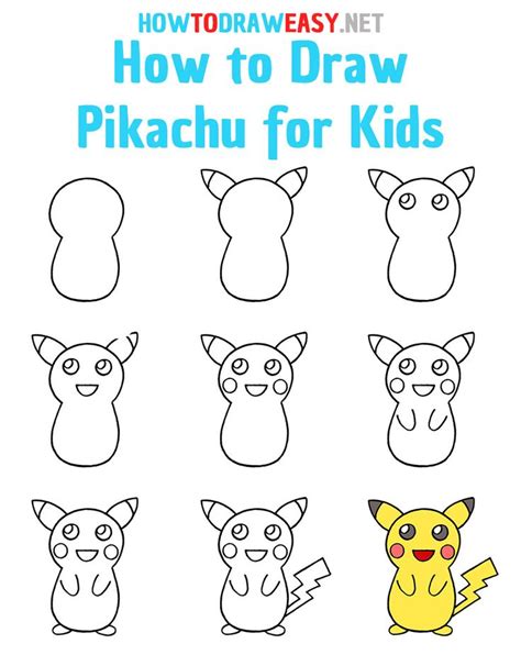 How to Draw Pikachu Step by Step | Drawing lessons for kids, Drawing ...