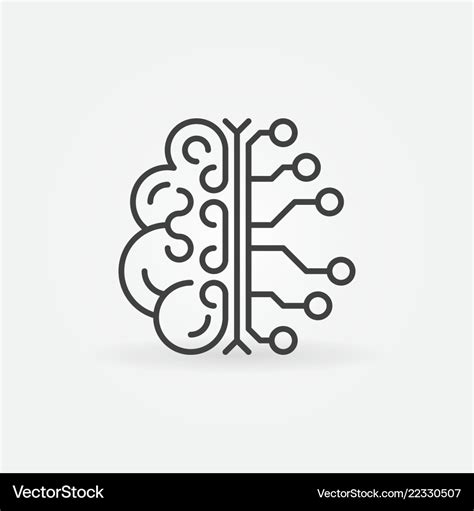 Ai brain simple outline icon artificial Royalty Free Vector