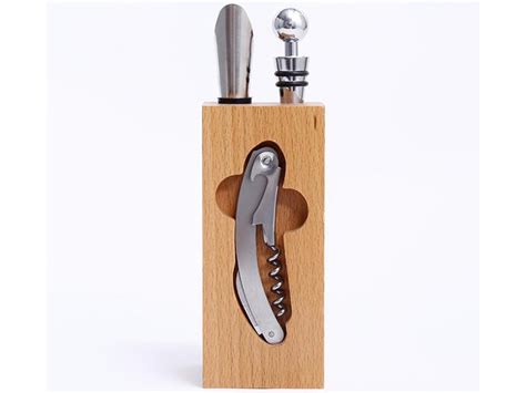 Wine accessories square wood gift set,wine corkscrew set