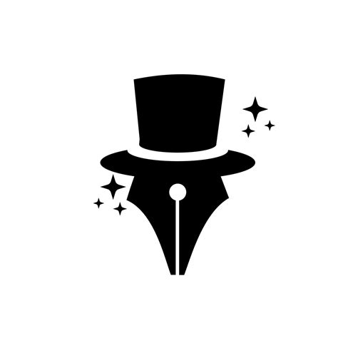 magic pen art logo icon vector illustration design pen with magic hat and sparkle suitable for ...