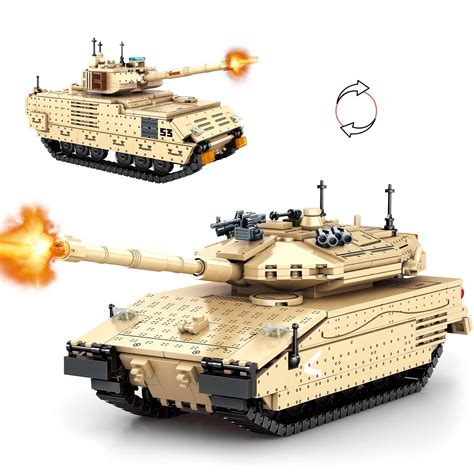 Buy NEWABWN 2 in 1 Army Tank Toy Building Set, The Merkava MK4 - Main Battle Tank and The ...