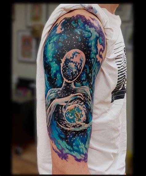 Trippy Extra Terrestrial full colour galaxy Tattoo | Galaxy tattoo, Body art tattoos, Tattoos