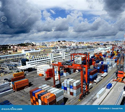 View of Town of Lisbon and the Port of Lisbon Stock Photo - Image of ships, shipping: 31593626