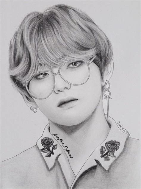 How To Draw BTS V (kim taehyung) | Sketches, Bts drawings, Nature art drawings