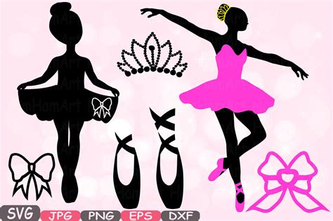 Ballet Ballerina SVG Silhouette Cutting Files sign icons dance slippers ...