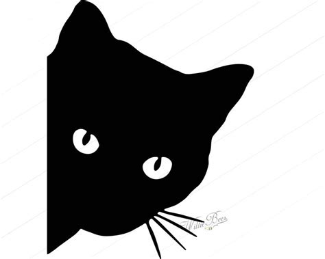 Peeking Black Cat SVG Silhouette Clipart Feline SVG Image | Etsy