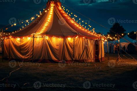 AI generated Circus tent with illuminations lights at night. 36198752 Stock Photo at Vecteezy