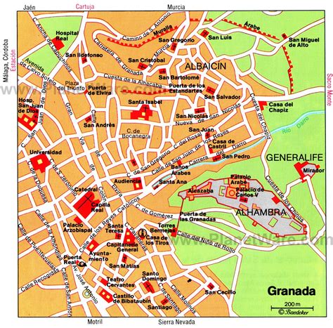 Granada Map - Tourist Attractions | Southern Spain | Pinterest | Granada, Tourist spots and Spain