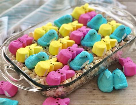 Easter "Peeps" Marshmallow Treats made with Peeps cereal!