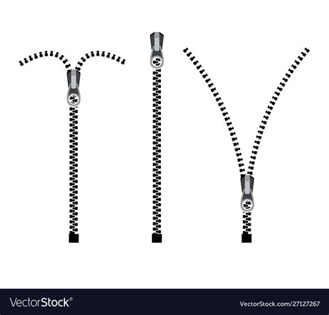 Open zipper teeth metal fastener isolated Vector Image