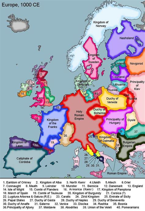 Historical Map of Europe, 1000 AD | Historical maps, History geography ...