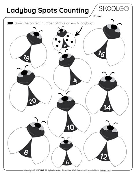 Ladybug Spots Counting - Free Worksheet - SKOOLGO