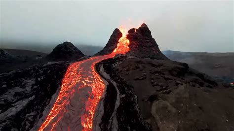 Watch: Spectacular drone footage of long dormant Iceland volcano erupting | ITV News