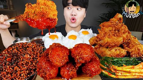 ASMR MUKBANG 직접 만든 양념 치킨먹방! 스테이크 짜파게티 레시피 & 먹방 FRIED CHICKEN AND BLACK BEAN NOODLES EATING SOUND ...