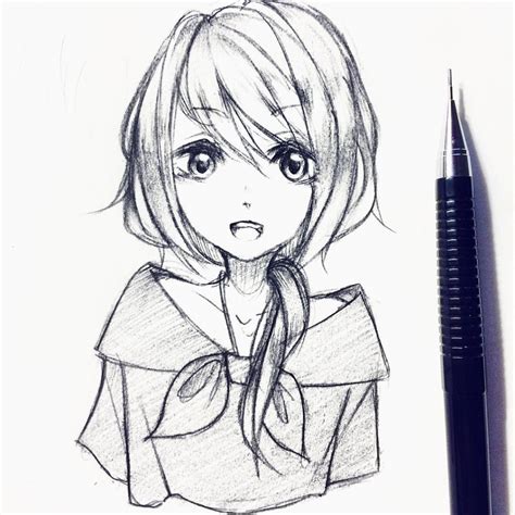 Cute Anime Girl Sketch at PaintingValley.com | Explore collection of Cute Anime Girl Sketch