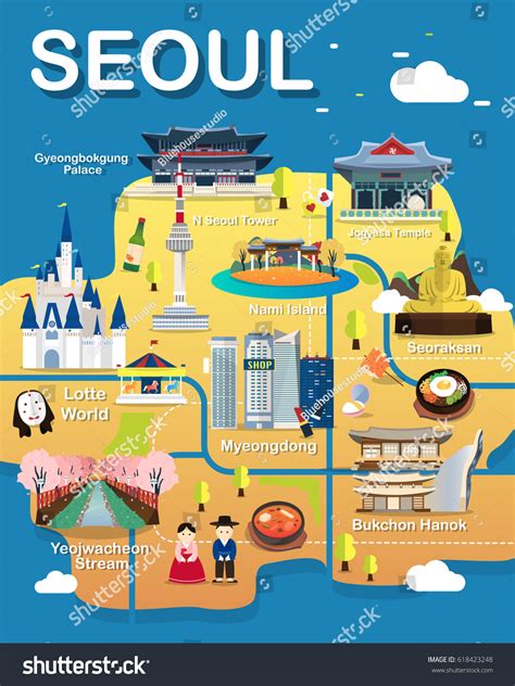 Map Seoul Attractions Vector Illustration : image vectorielle de stock ...