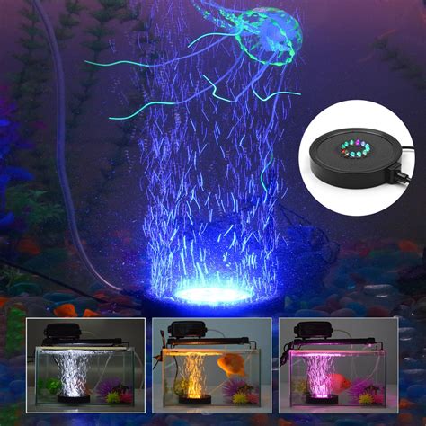 Underwater Round LED Fish Tank lamp Air bubbles light Waterproof 12LED ...