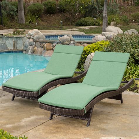 Anthony Outdoor Wicker Adjustable Chaise Lounge with Cushion, Set of 2, Multibrown, Jungle Green ...