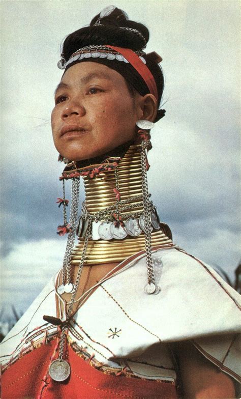 A Kayan Lahwi tribe woman wearing neck rings. Photo source: National Geographic. Tribes Of The ...