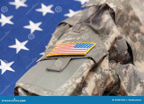 USA Army Uniform Over National Flag - Studio Shot Stock Photo - Image of democratic, democracy ...