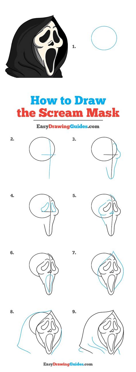 How to Draw the Scream Mask - Really Easy Drawing Tutorial | Scream mask, Scary drawings, Easy ...