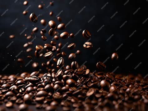 Premium AI Image | Falling Coffee Beans on Dark Background