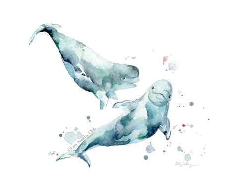 Beluga Whale Watercolor Art Print | Under the Sea – Easy Sunday Club