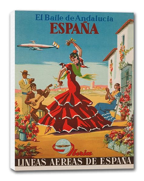 Spain Art Vintage Spanish Poster Print Canvas Hanging Wall | Etsy