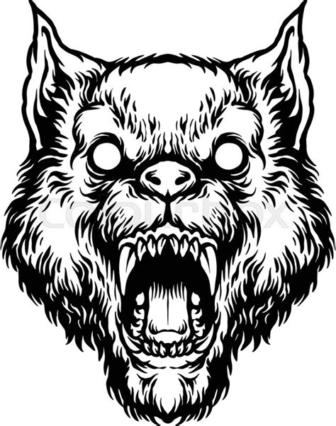 Angry Wolf Head Outline