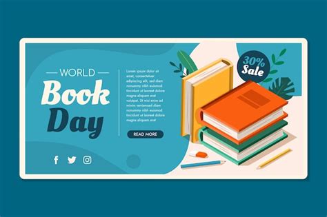 Free Vector | Flat world book day horizontal banner