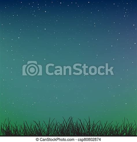 Grass silhouette on night starry sky. Grass silhouette on night starry sky. beautiful blue and ...