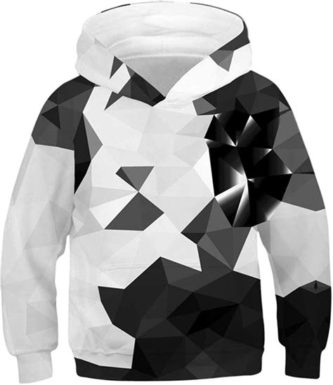 UNICOMIDEA Cool Hoodies for Boys 3D Gray Geometric Pullover Sweatshirt Autumn Warm Long Sleeve ...